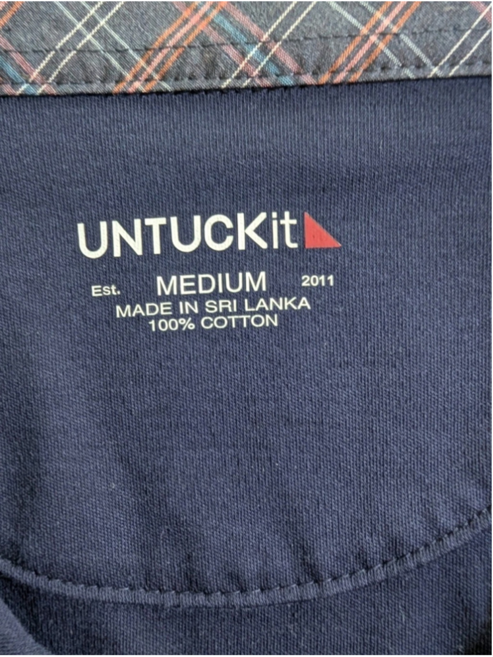 Untuckit Long Sleeve Damaschino Reg. Fit Shirt Placket Navy Size Medium - Picture 6 of 10